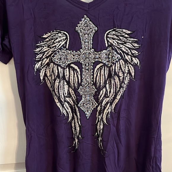 Purple open back shirt with bling - Picture 4 of 5